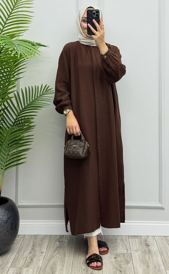 Datça Müslin Gömlek Kahverengi