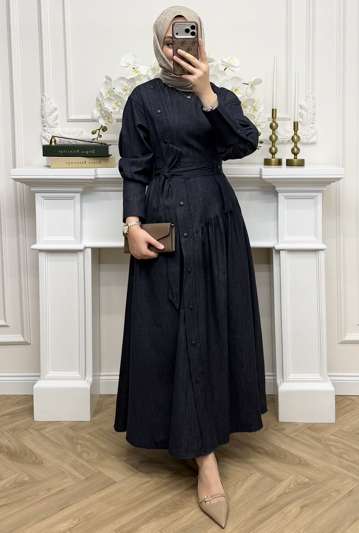 Rosali Denim Elbise Lacivert