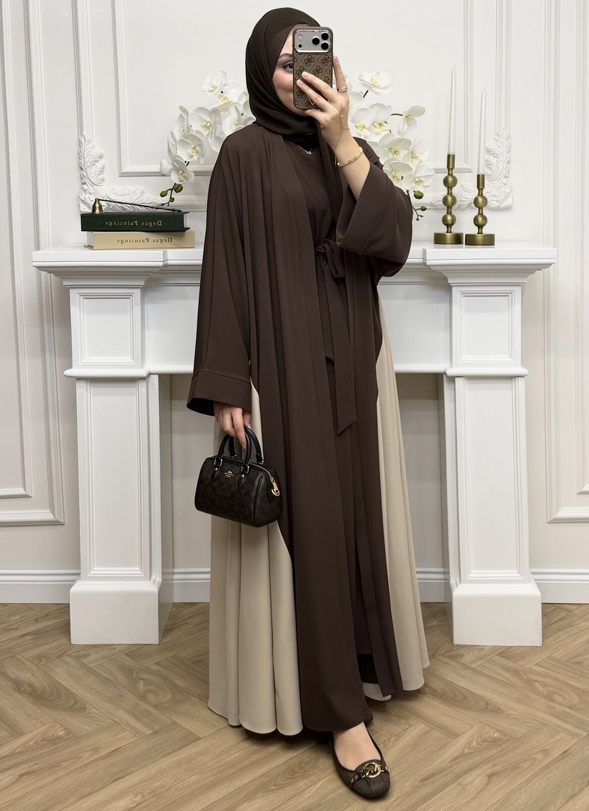 Dubai Abaya Takım Kahve