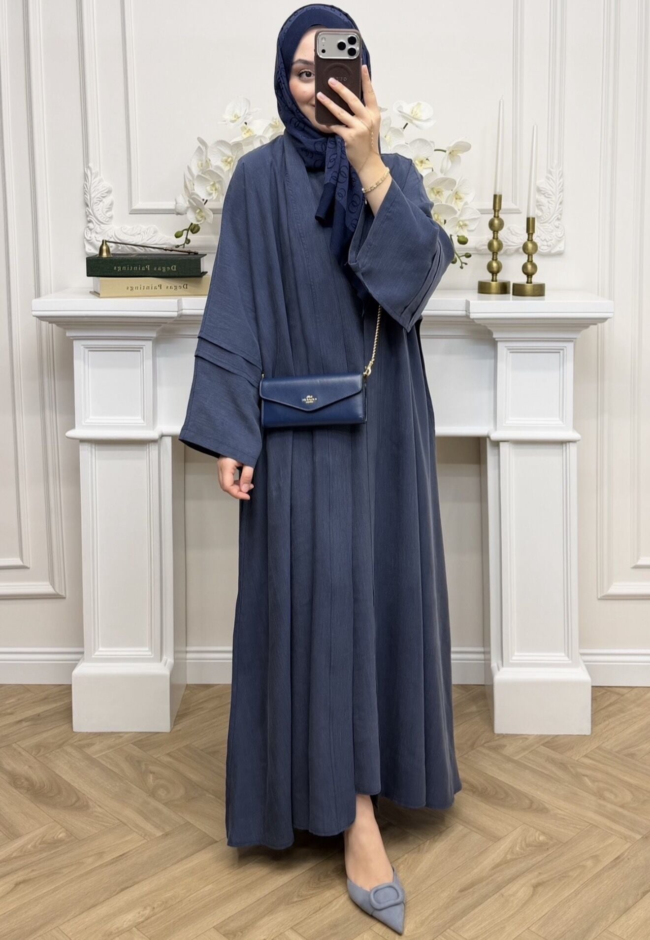 Vaha Tensel Qupra Abaya Takım İndigo(Ön Sipariş)