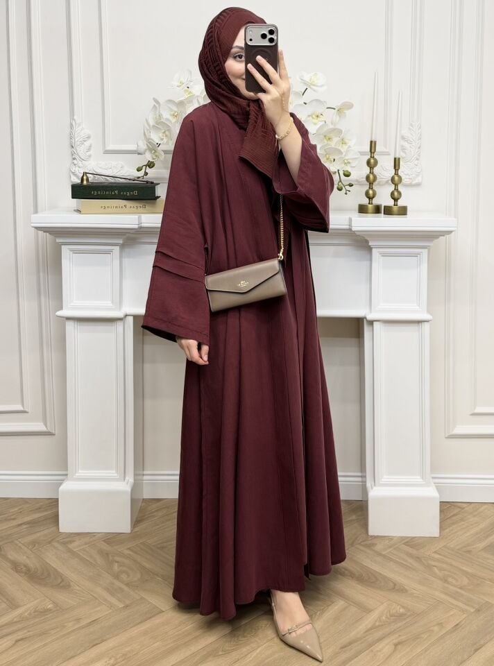 Vaha Tensel Qupra Abaya Takım Bordo(Ön Sipariş)