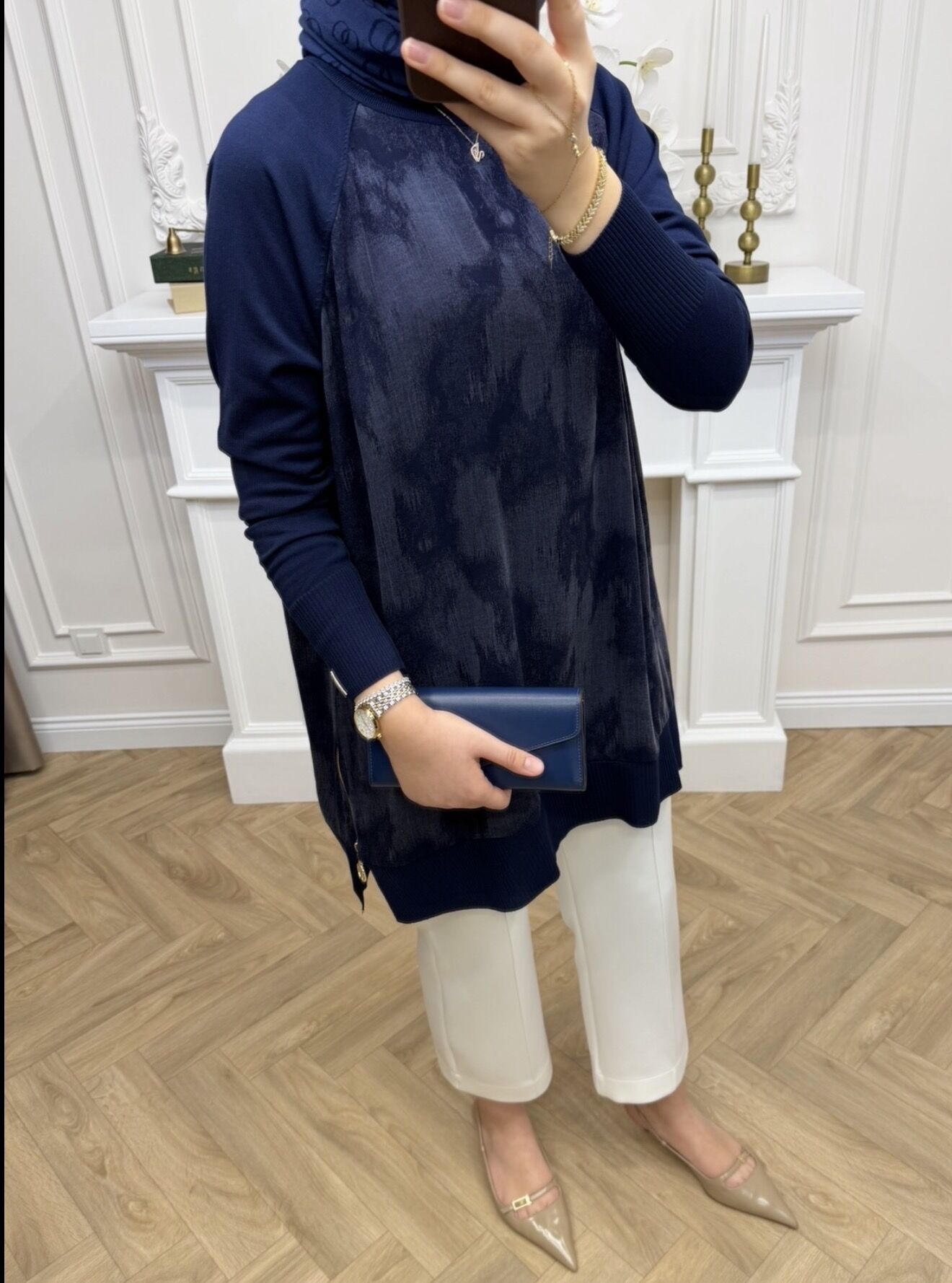 Liva Fermuarlı Qupra Tunik Lacivert