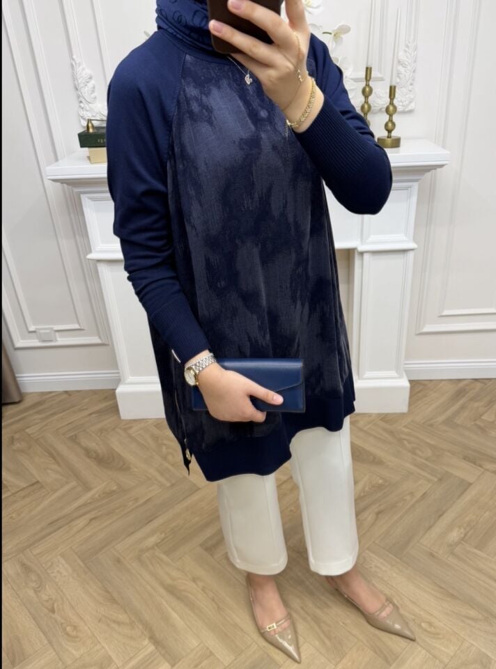 Liva Fermuarlı Qupra Tunik Lacivert