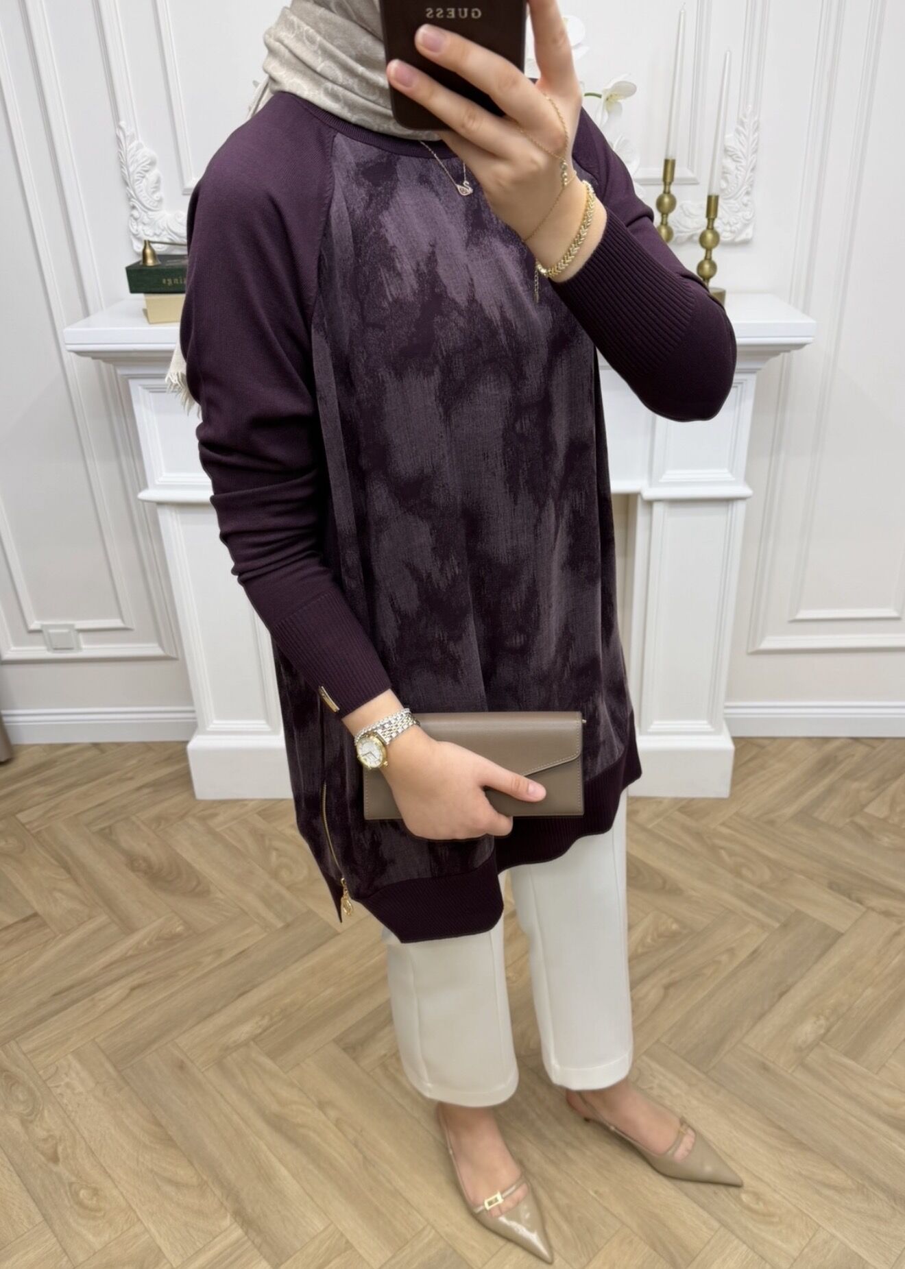 Liva Fermuarlı Qupra Tunik Mürdüm