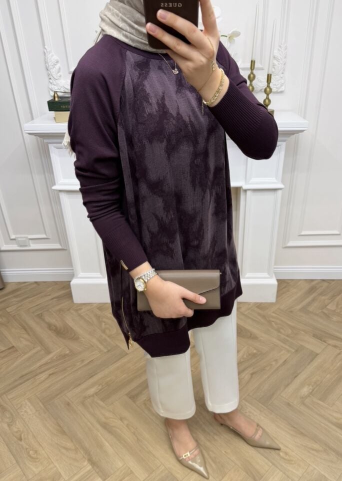 Liva Fermuarlı Qupra Tunik Mürdüm (Ön Sipariş)