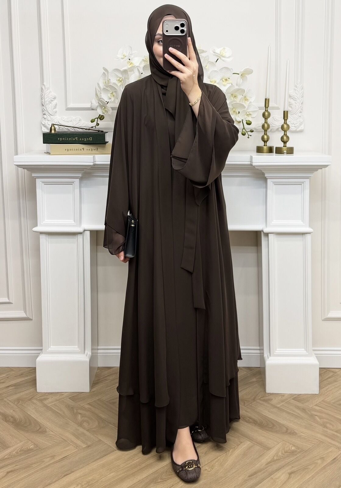 Diamond Abaya Takım Kahverengi (Ön Sipariş)