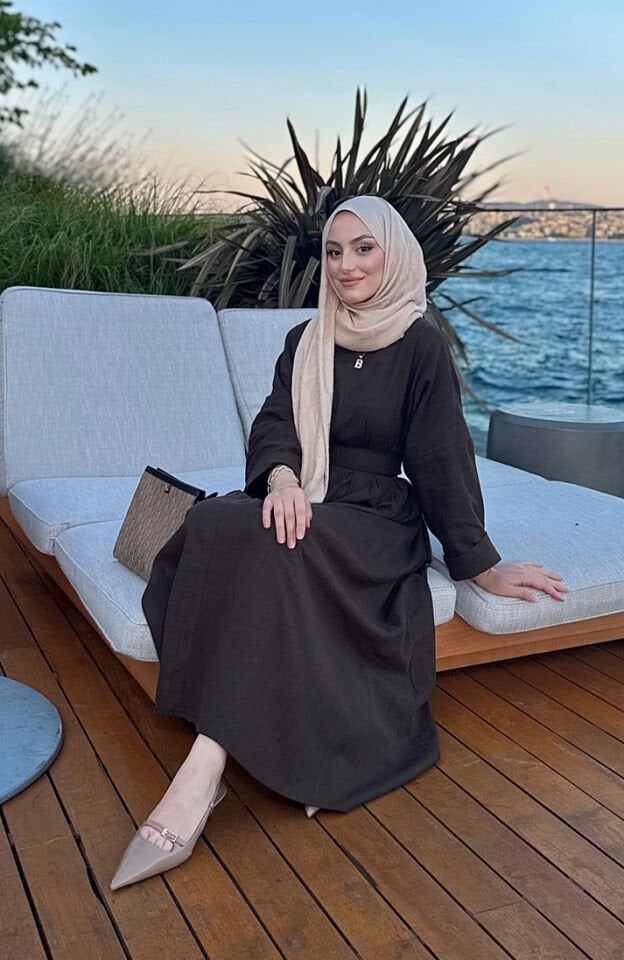 Sara Keten Elbise Kahverengi