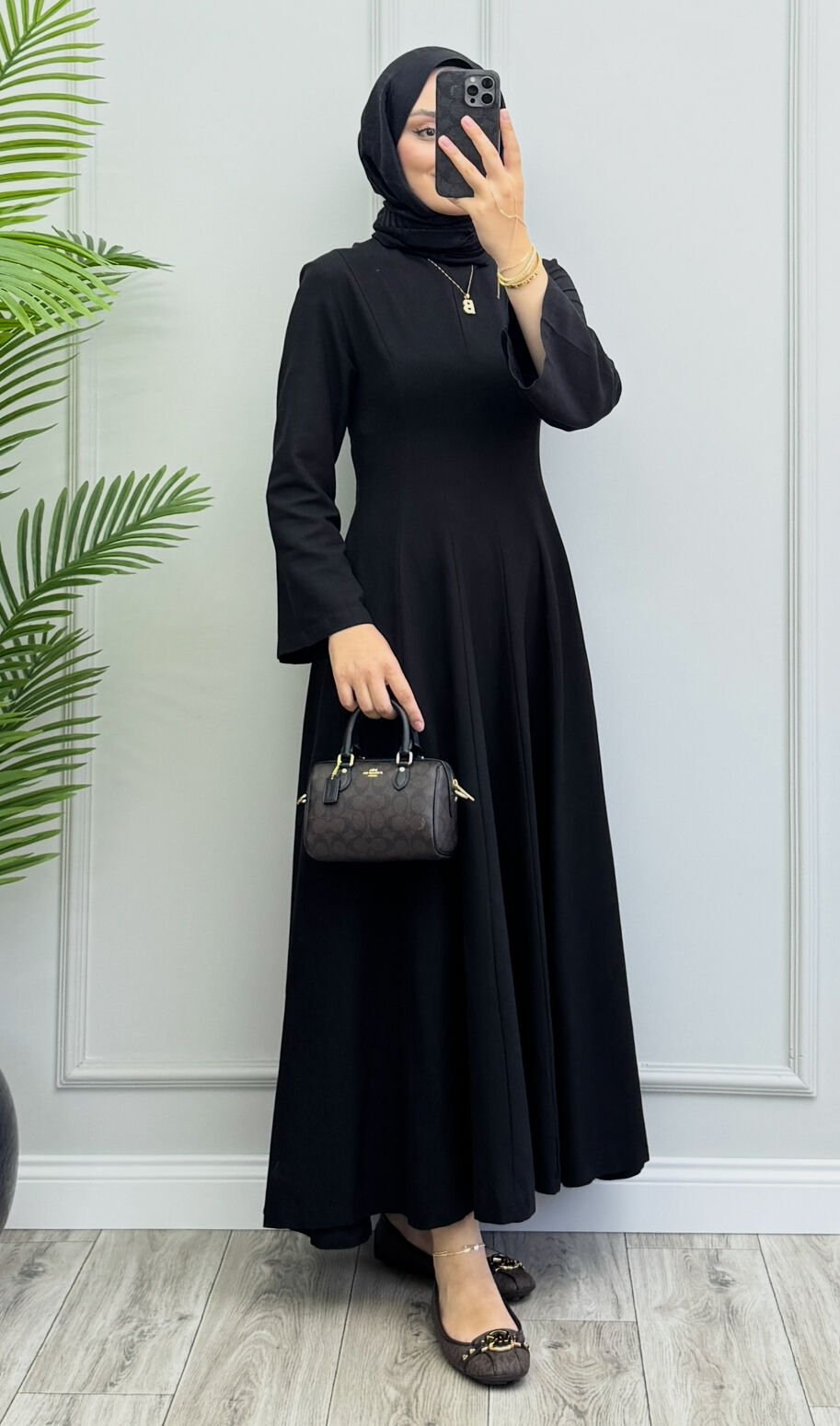 Kayla Keten Elbise Siyah