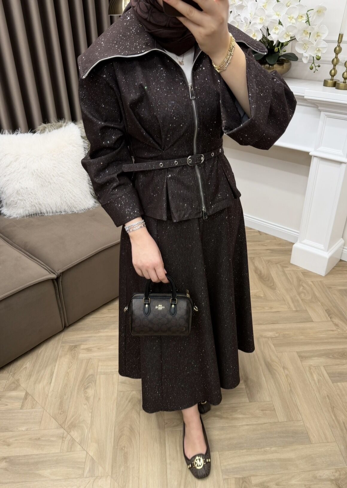 Nova Simli Etekli Takım Kahve