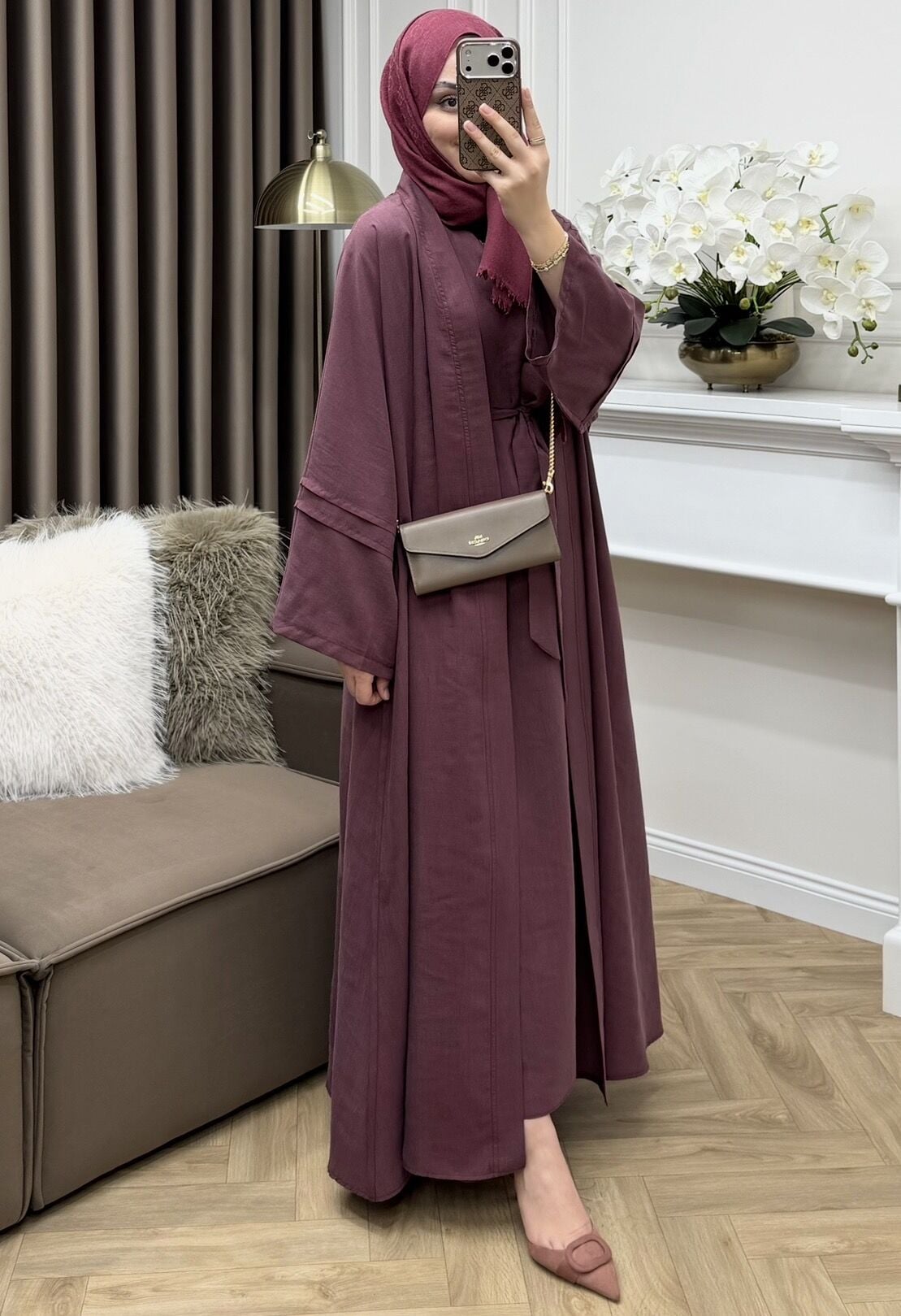 Vaha Tensel Qupra Abaya Takım Mürdüm