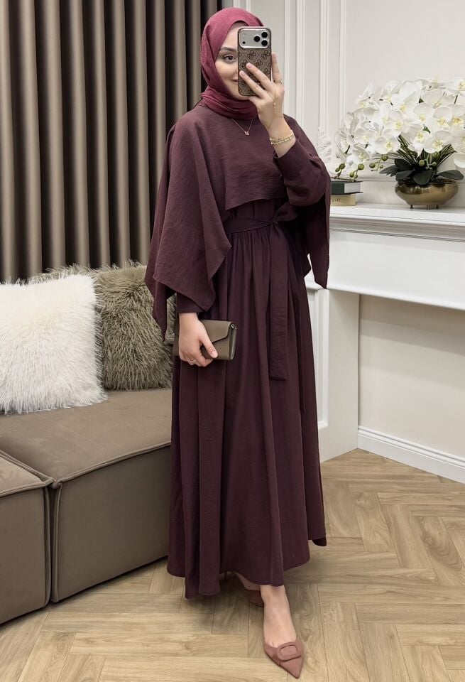 Penny Pelerinli Elbise Mürdüm