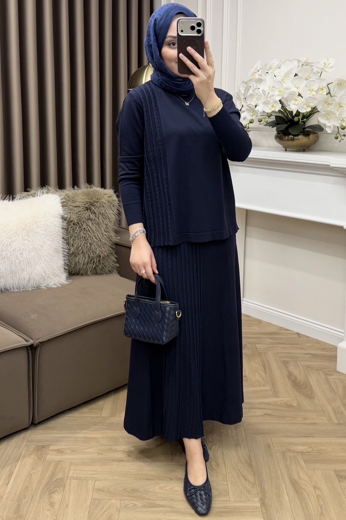 Noir Simli Merserize Etekli Takım Lacivert