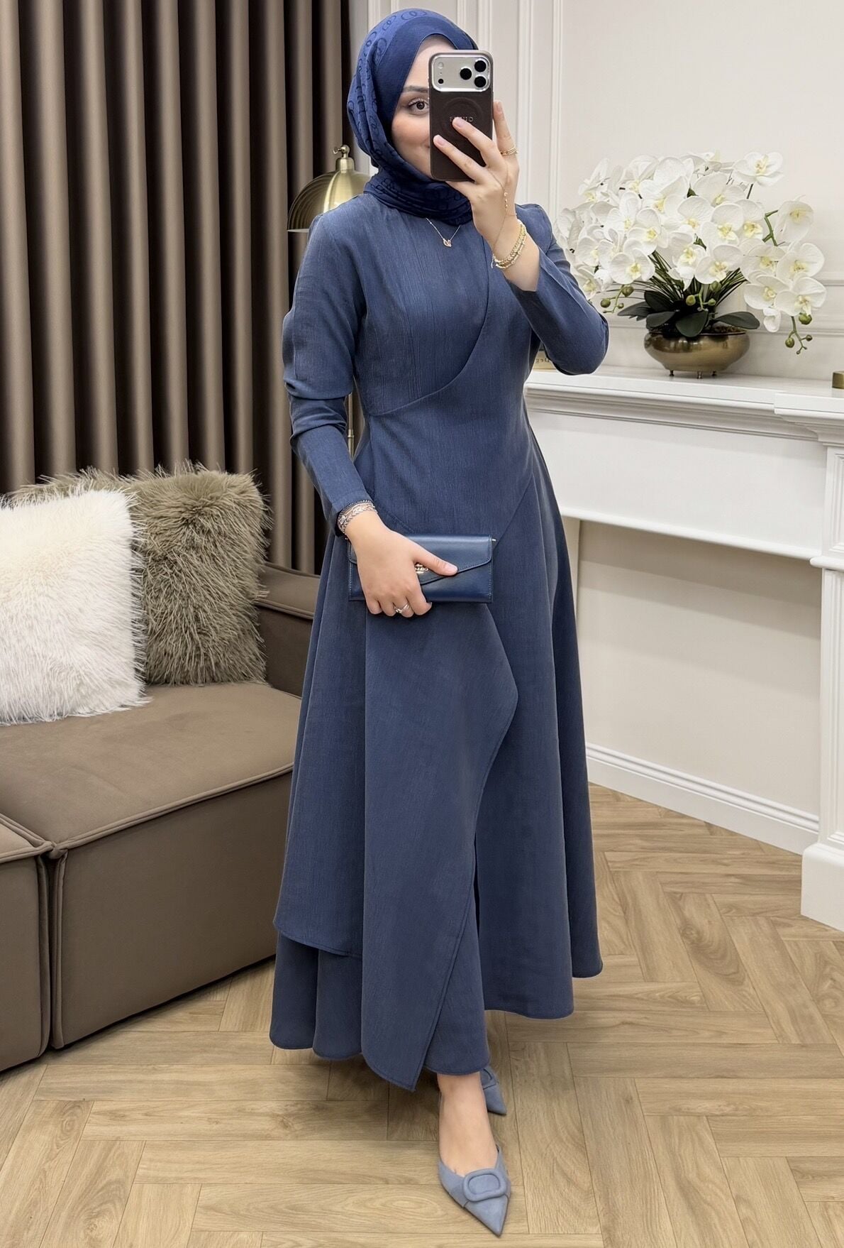 Fulya Tensel Cupra Elbise İndigo