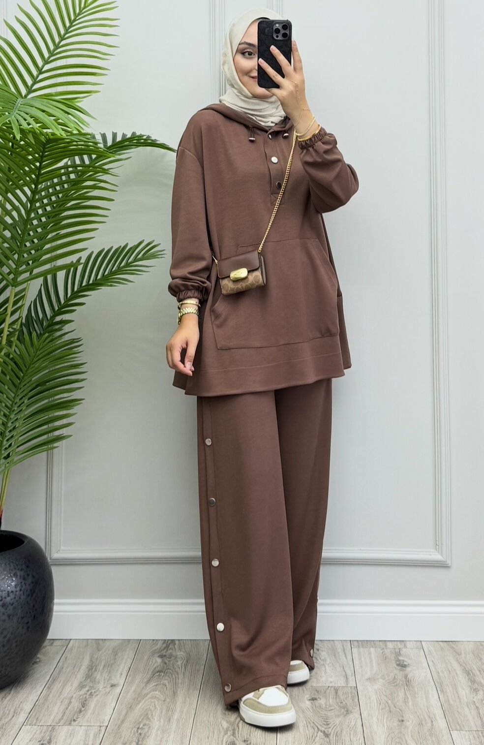 Lora Çıtçıtlı Oysho Takım Kahve