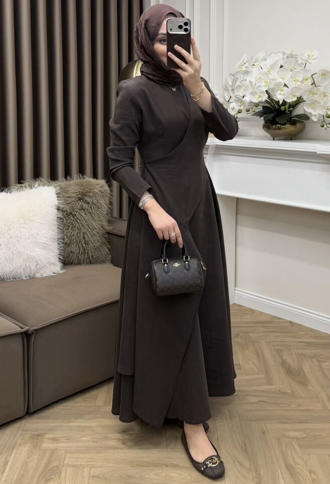 Fulya Tensel Cupra Elbise Kahve