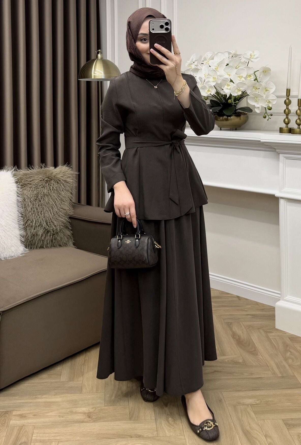 Ahu Tensel Cupra Etekli Takım Kahve