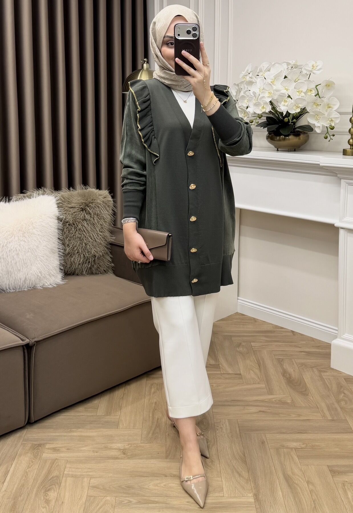 Lizge Cupra Merserize Hırka Haki