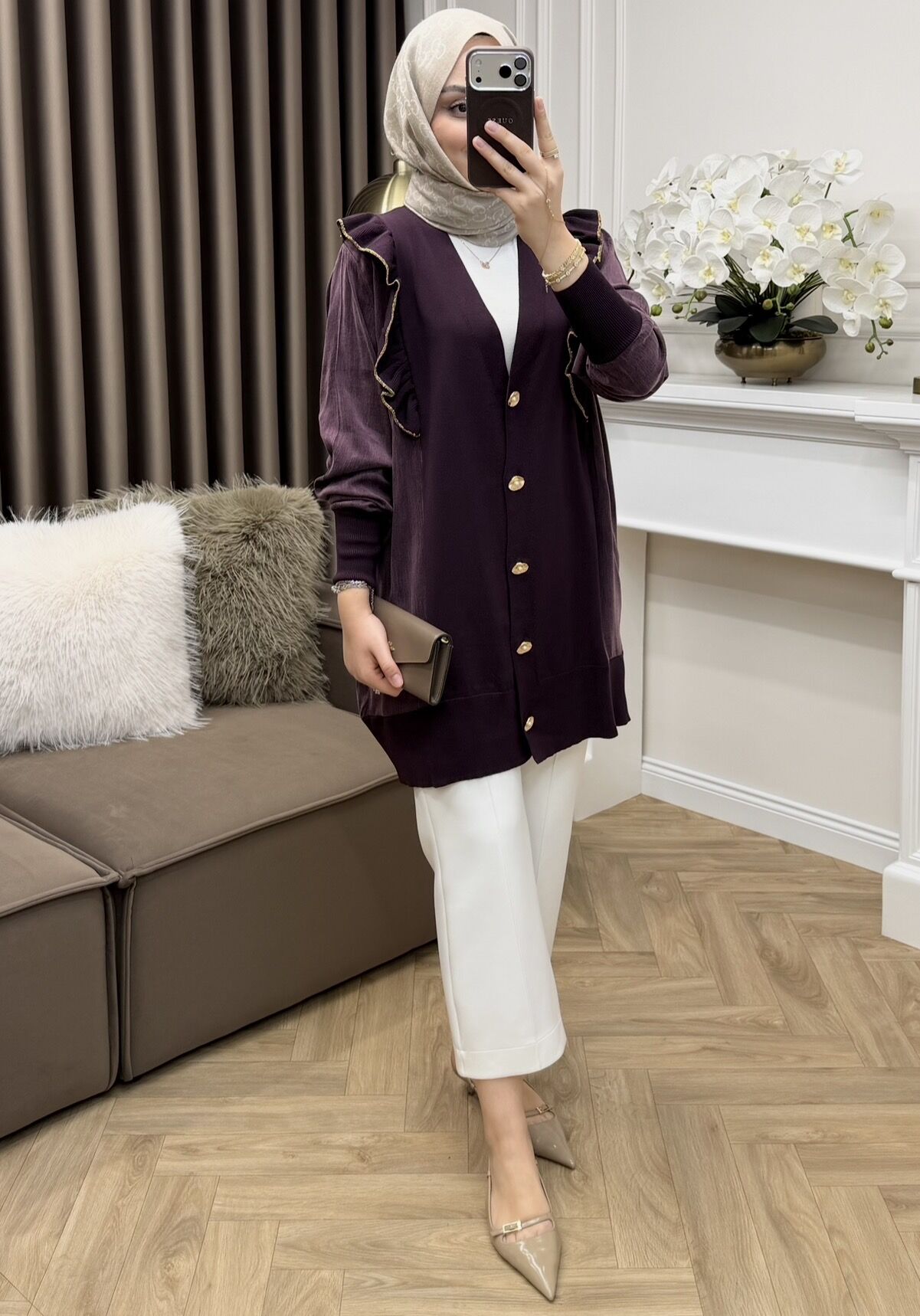 Lizge Cupra Merserize Hırka Mürdüm