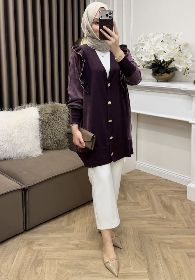 Lizge Cupra Merserize Hırka Mürdüm