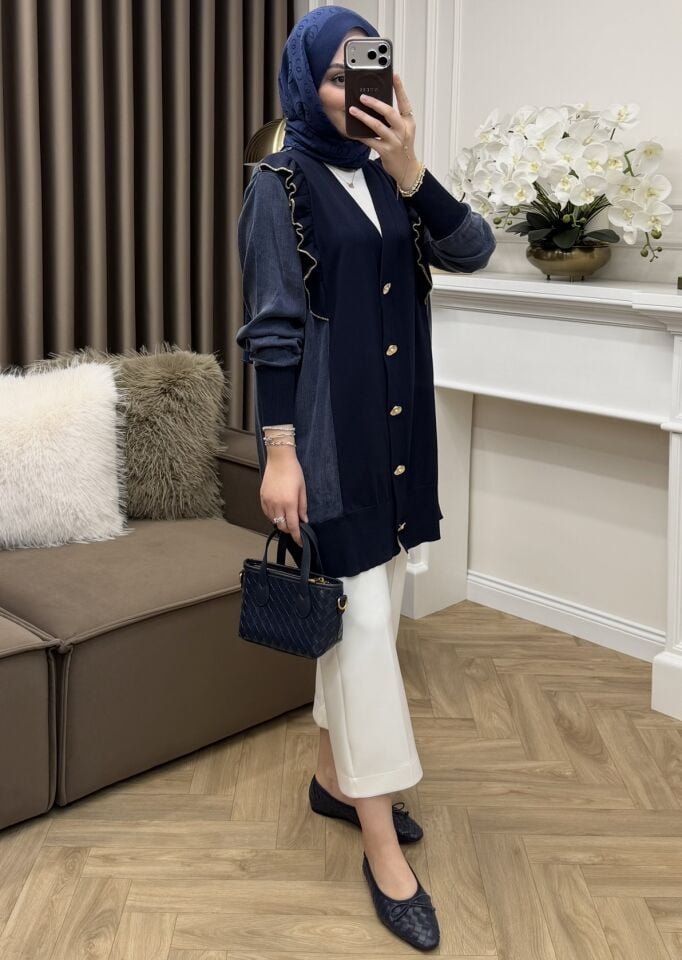 Lizge Cupra Merserize Hırka Lacivert