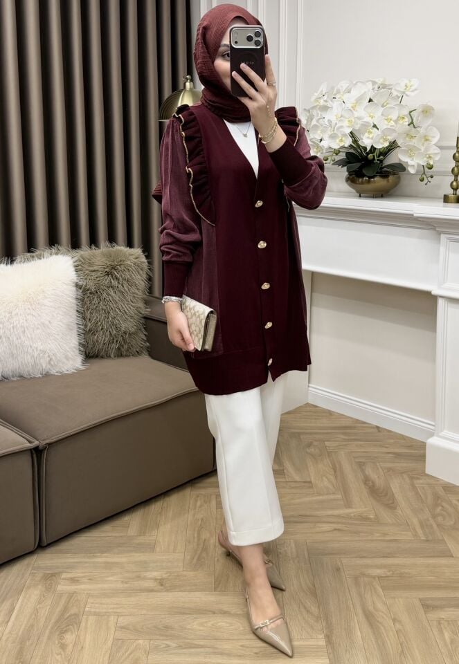 Lizge Cupra Merserize Hırka Bordo