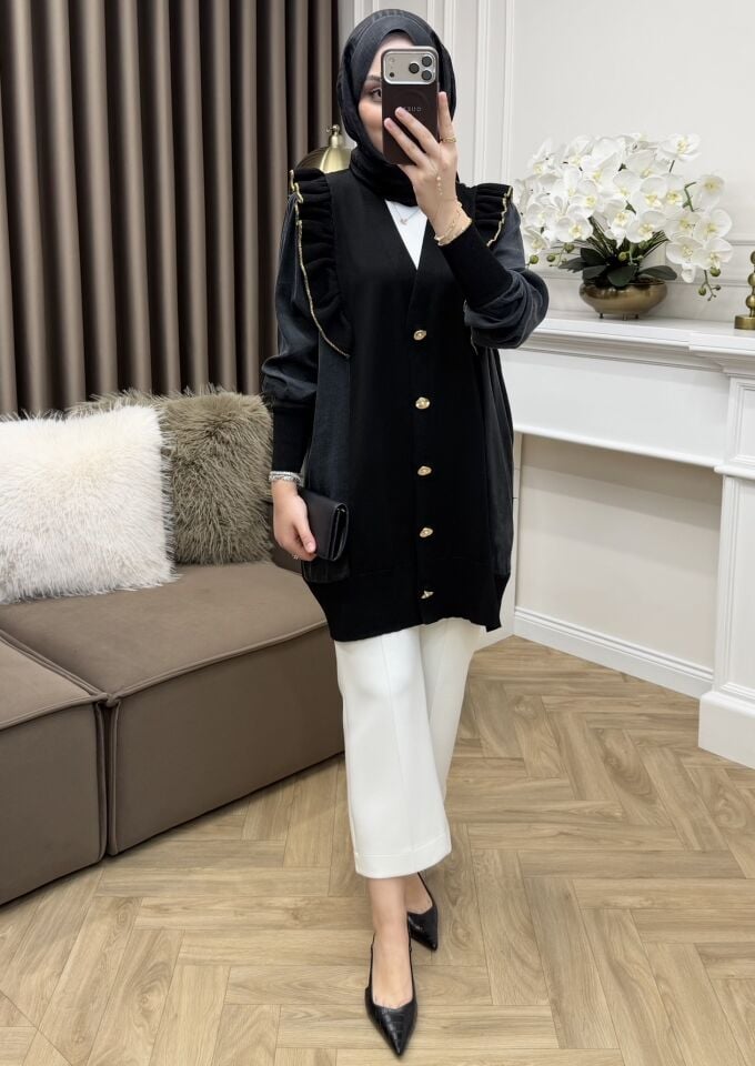 Lizge Cupra Merserize Hırka Siyah