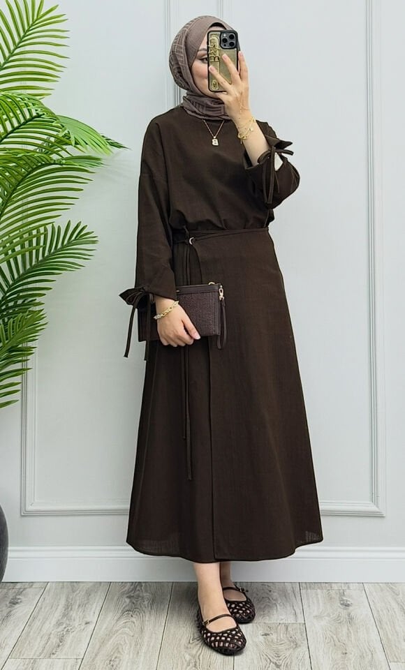 Anvelop Keten Etekli Takım Acı Kahve