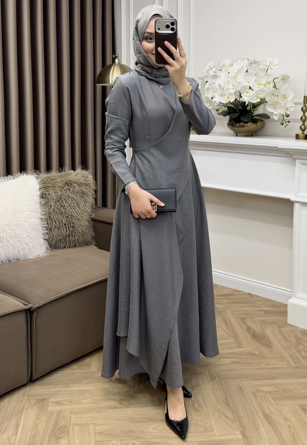 Fulya Tensel Cupra Elbise Gri