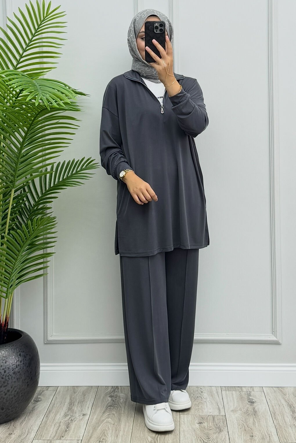 Amore Fermuarlı Oysho Takım Antrasit