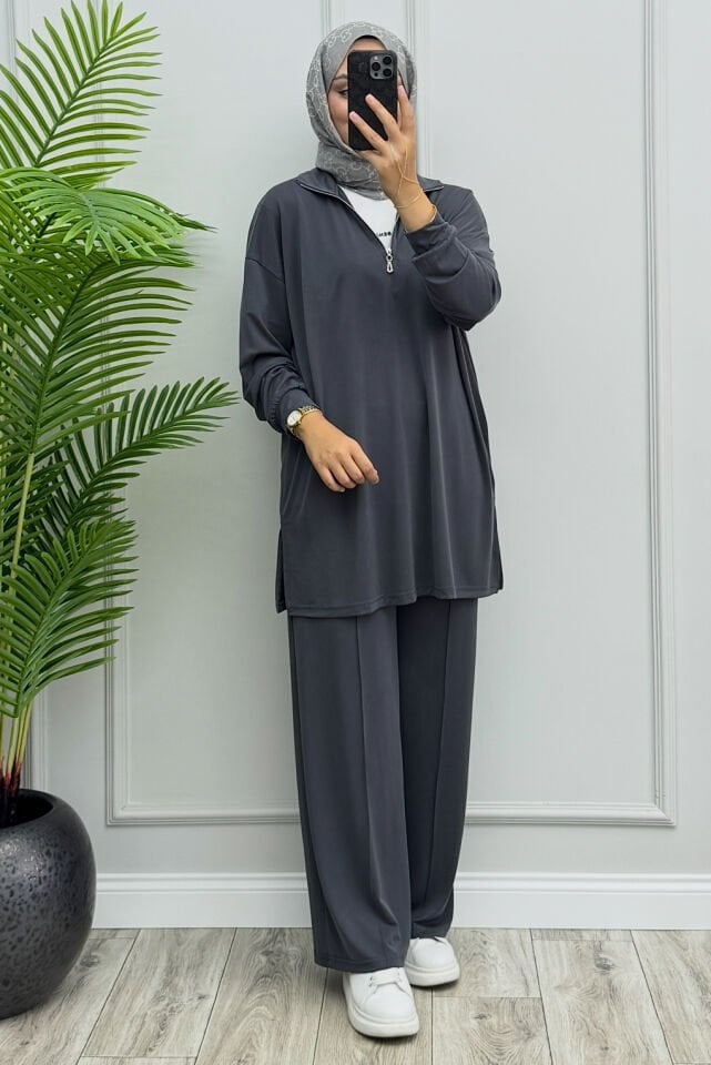 Amore Fermuarlı Oysho Takım Antrasit