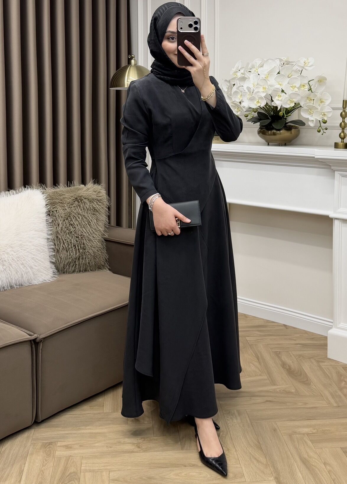 Fulya Tensel Cupra Elbise Siyah