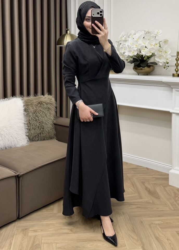 Fulya Tensel Cupra Elbise Siyah