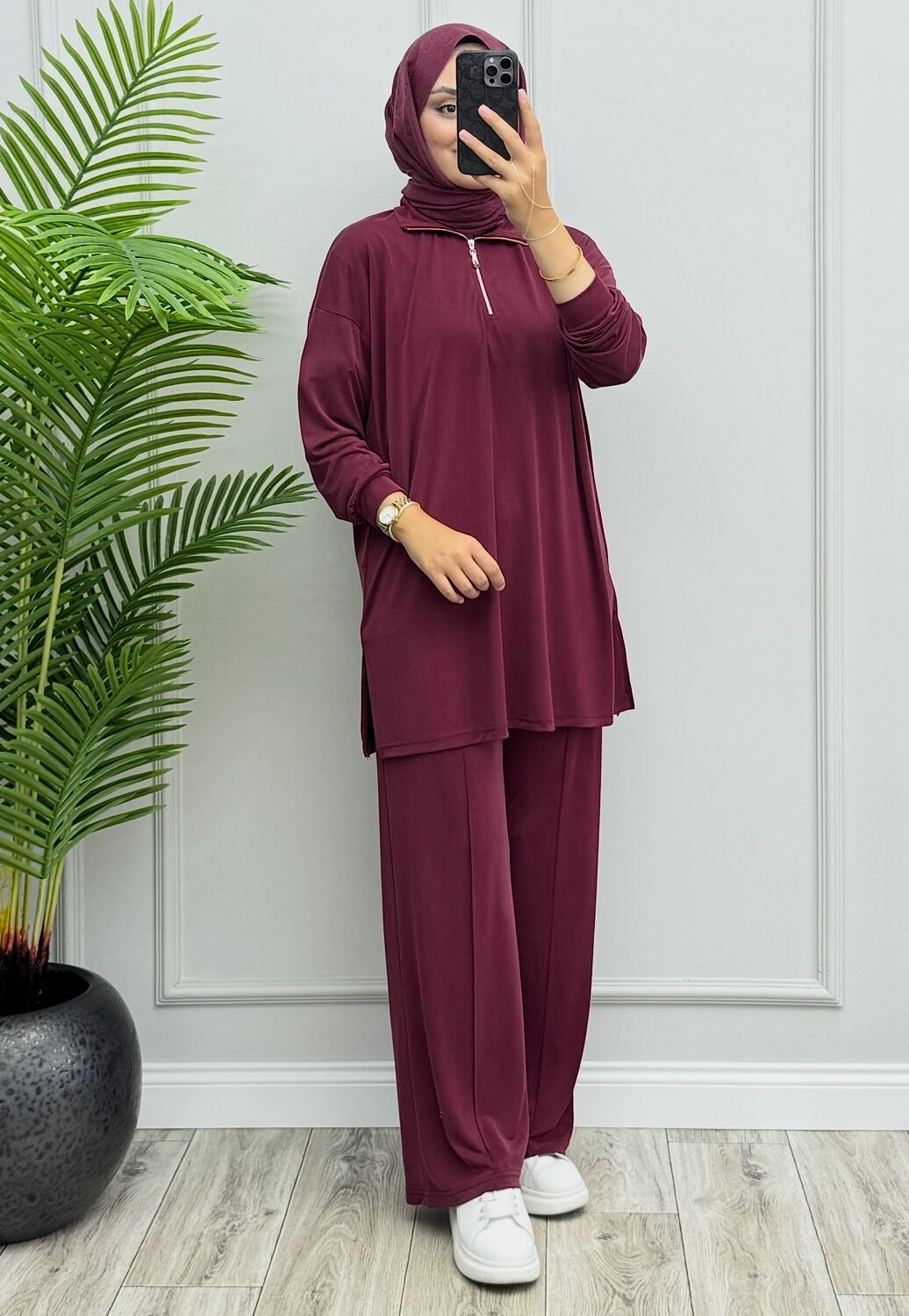 Amore Fermuarlı Oysho Takım Bordo