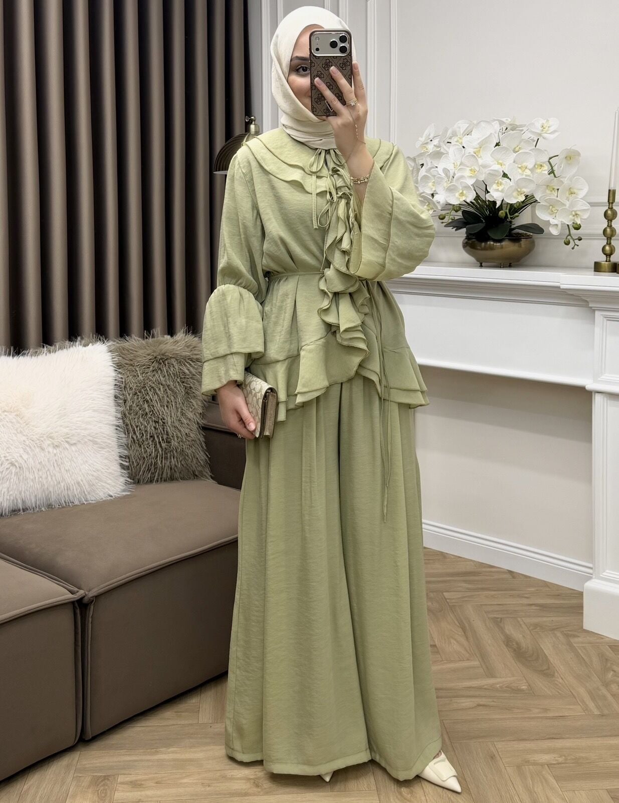 Vola Fırfırlı Vual Takım Mint