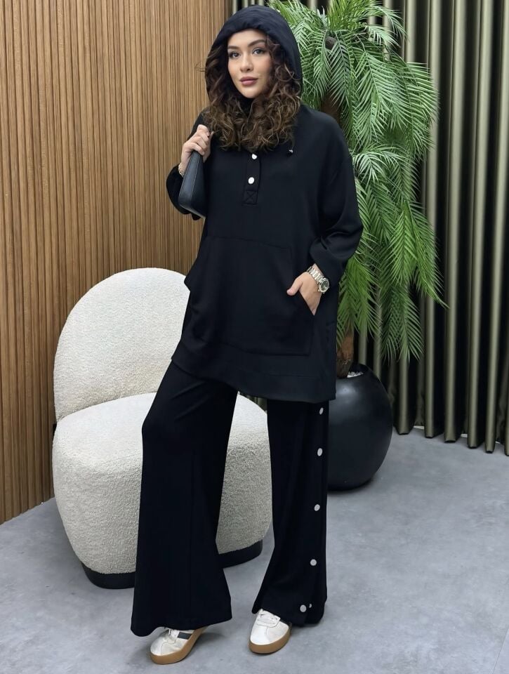 Lora Çıtçıtlı Oysho Takım Siyah