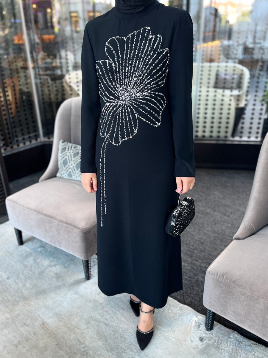 Rosa Taşlı Abiye Elbise