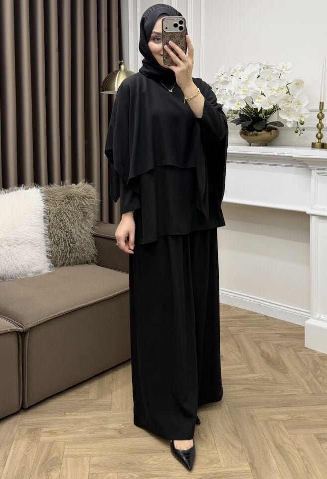 Vera Pelerinli Takım Siyah