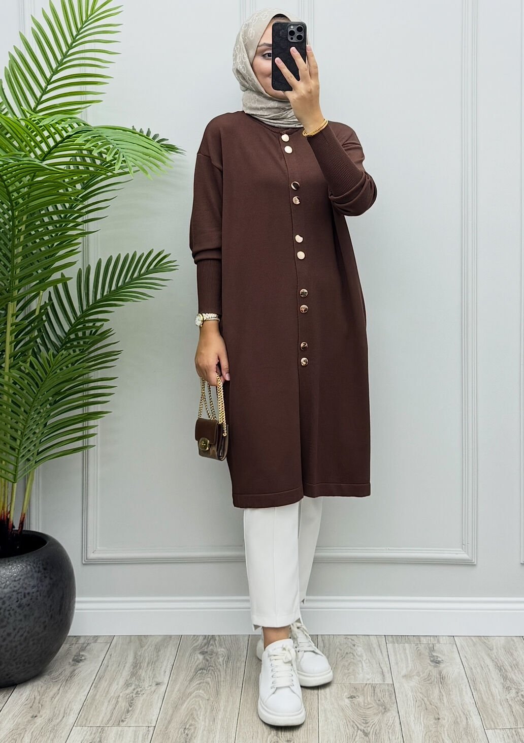 Elena Merserize Hırka Kahve