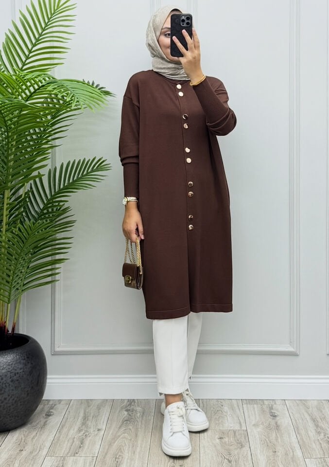 Elena Merserize Hırka Kahve