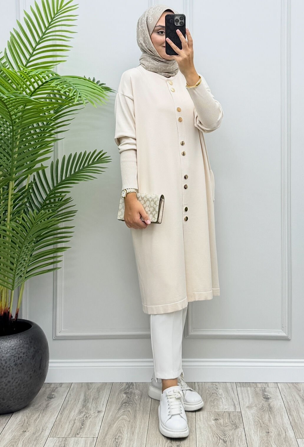 Elena Merserize Hırka Ekru