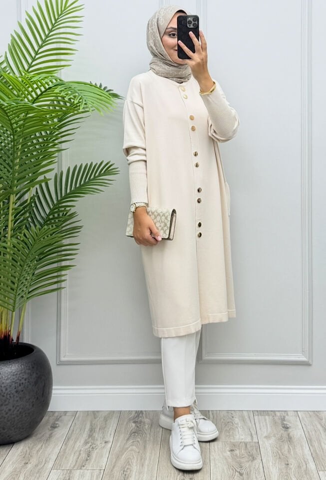 Elena Merserize Hırka Ekru