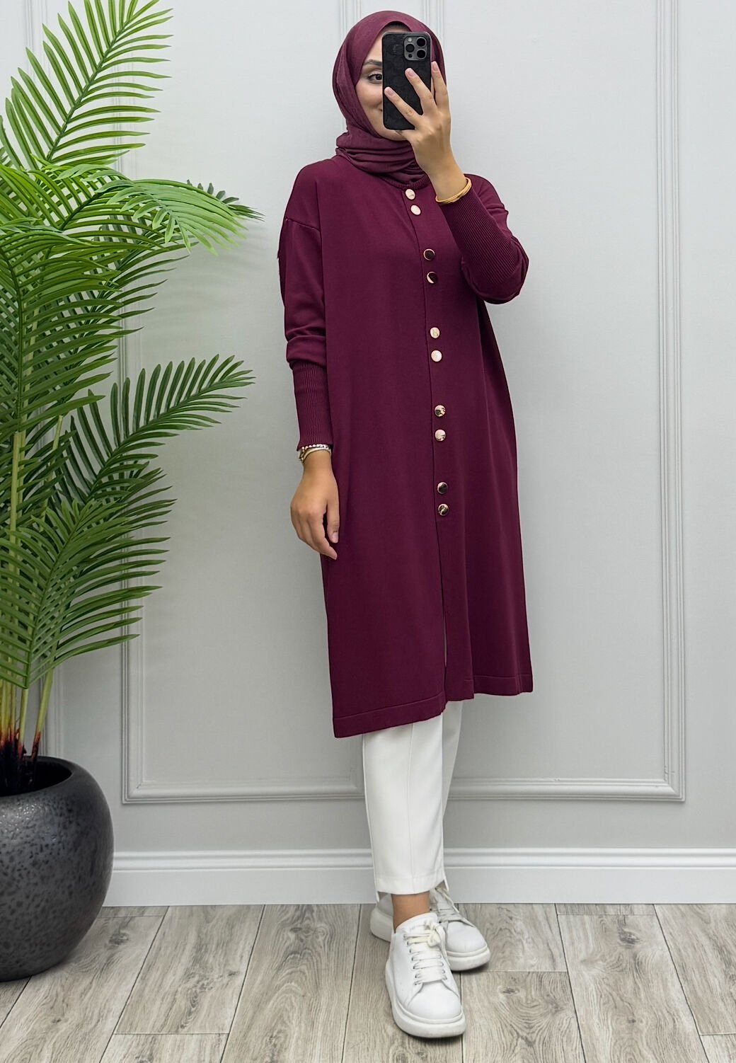 Elena Merserize Hırka Bordo