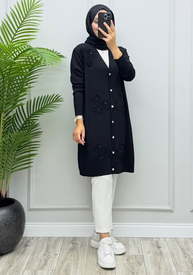 Daisy Merserize Hırka Siyah