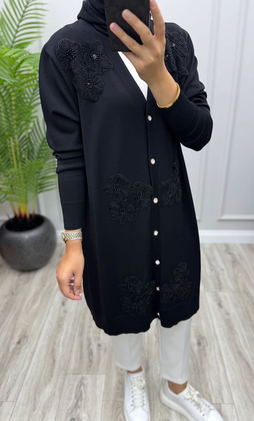 Daisy Merserize Hırka Siyah