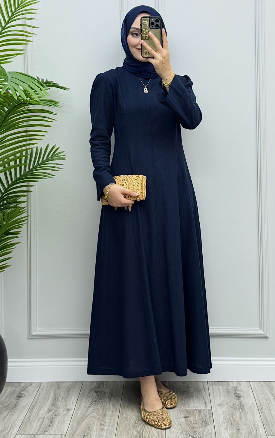 Luvia Keten Elbise Lacivert