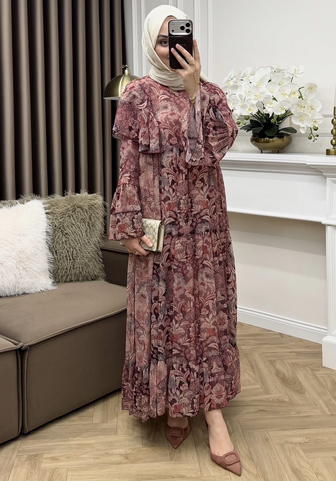 Melani Şifon Elbise Pembe