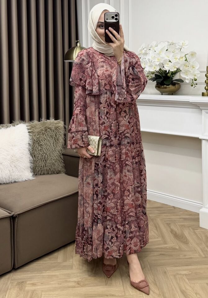 Melani Şifon Elbise Pembe