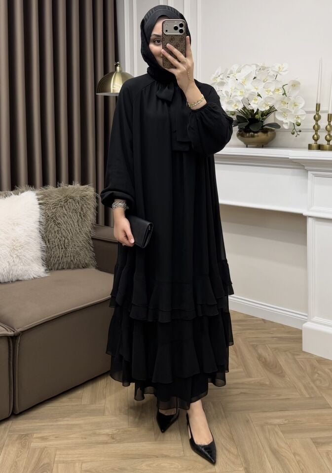 Simay Şifon Elbise Siyah