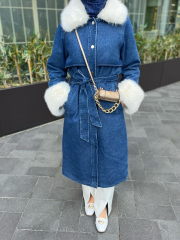 İthal Kapitoneli Kot Ceket