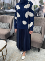 Taş Desen Angora Kazak Lacivert